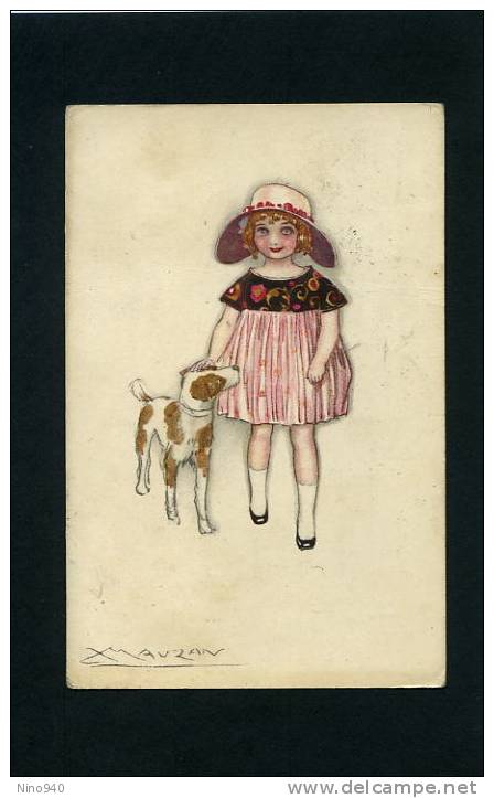 ILLUSTRATORE: MAUZAN - BIMBA CON CANE - F/P - V - 1918 - Mauzan, L.A.