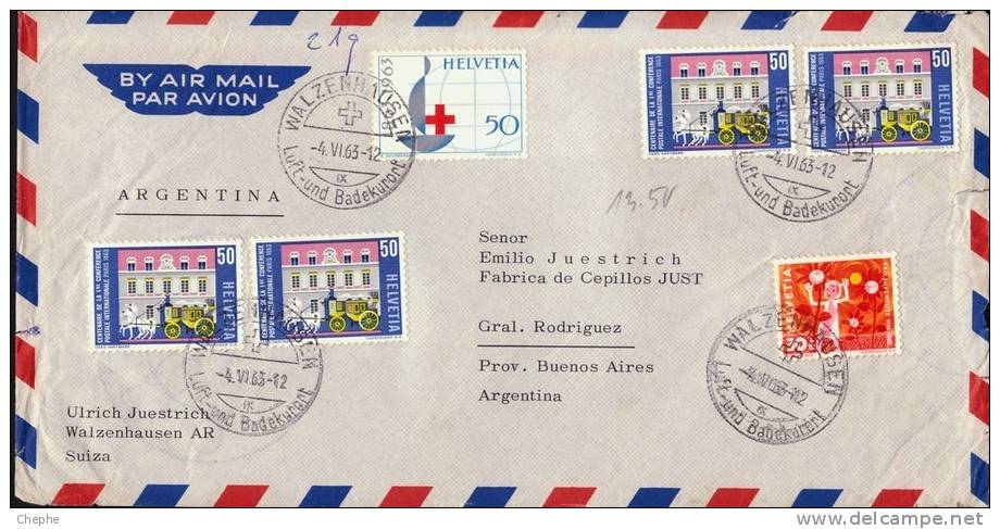 SWITZERLAND 1963 COVER "Walzenhausen" To Argentiina [D7035] - Storia Postale