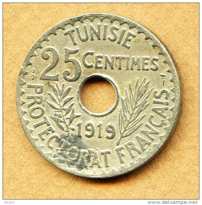 25 Centimes  1919 "TUNISIE"  Protectorat  Français SUP/XF - Andere & Zonder Classificatie
