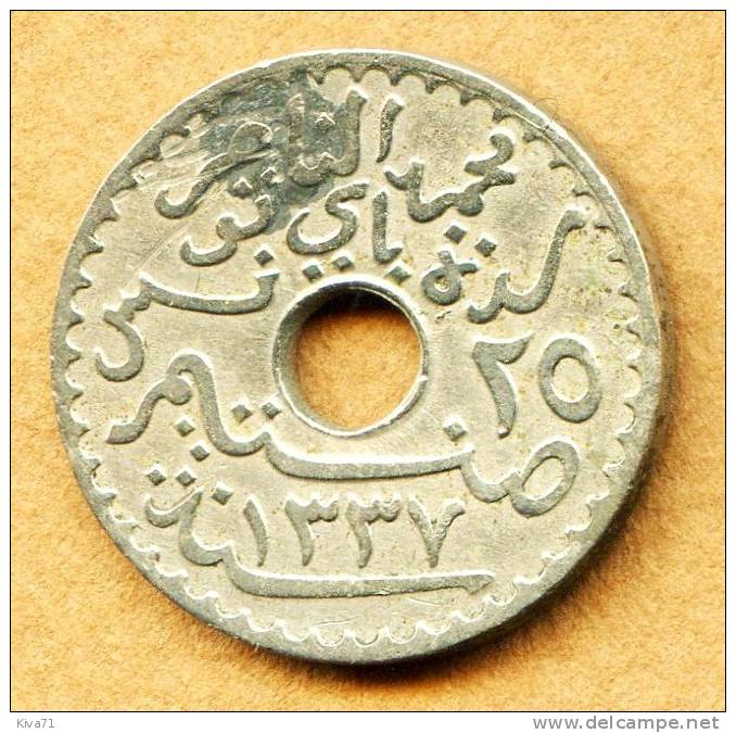 25 Centimes  1919 "TUNISIE"  Protectorat  Français SUP/XF - Andere & Zonder Classificatie