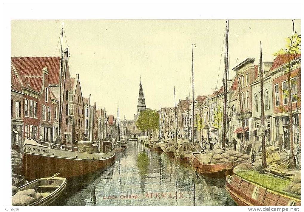 Cp Pays Bas ( Hollande), Luttik Oudorp ALKMAAR , Bateaux : Koophandel , Commerces, Péniches, Canal - Alkmaar