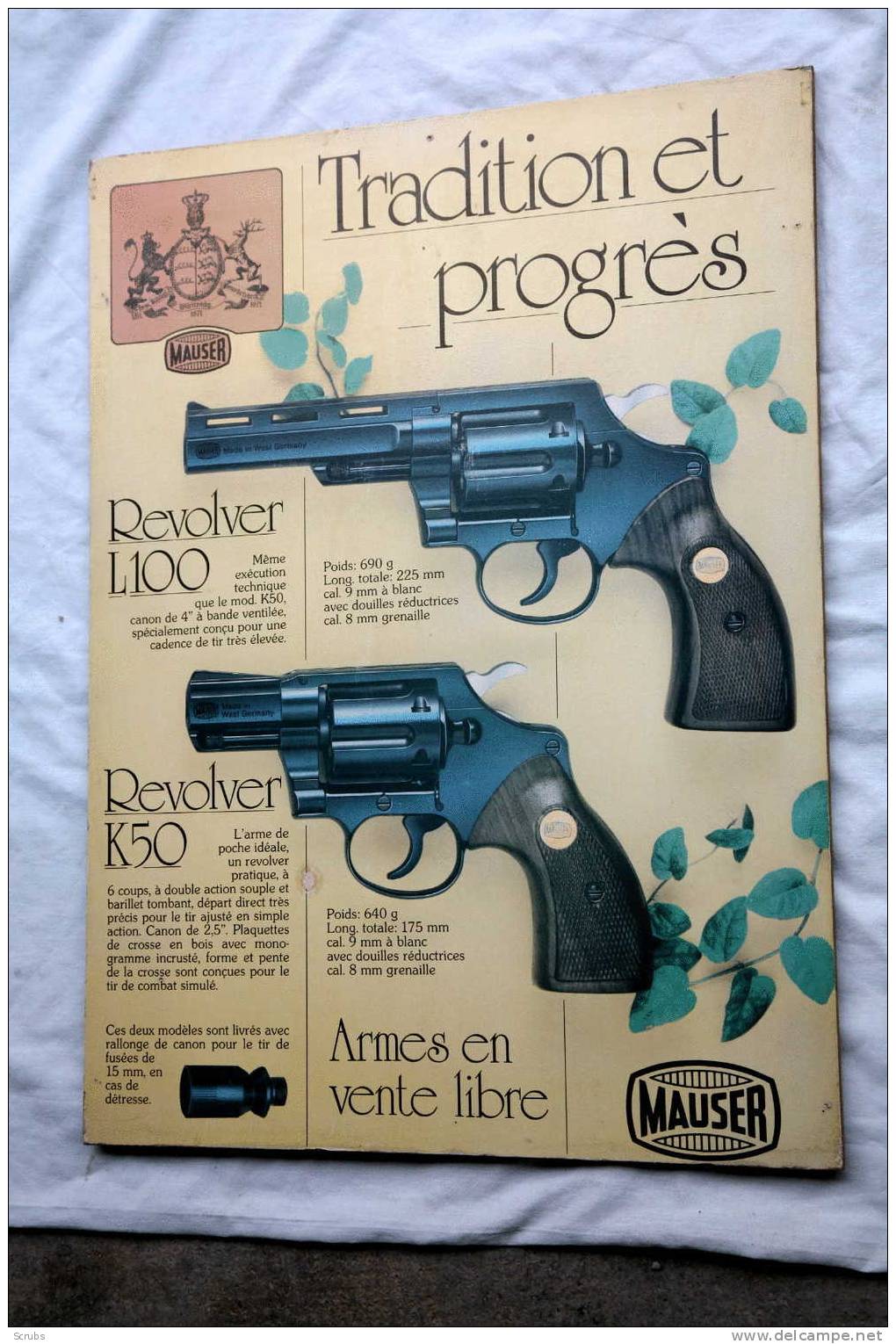(chasse, Munition, Arme, Pistolet)   Publicité: MAUSER - Paperboard Signs