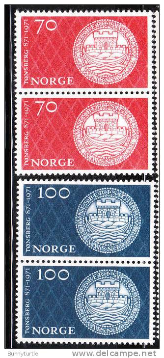 Norway 1971 City Of Tonsberg 1100th Anniversary Seal Blk Of 2 MNH - Ongebruikt