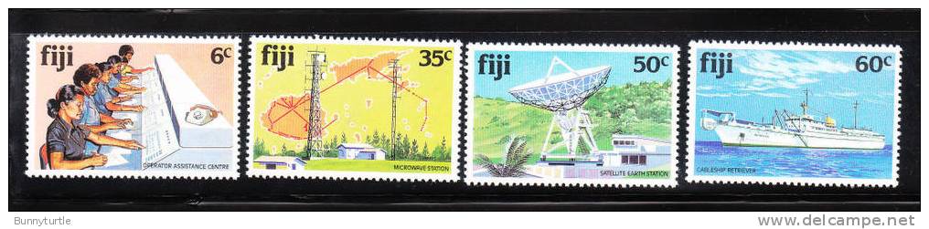 Fiji 1981 Telecommunication Satellite Microwave Station Cableship Map MNH - Fiji (1970-...)