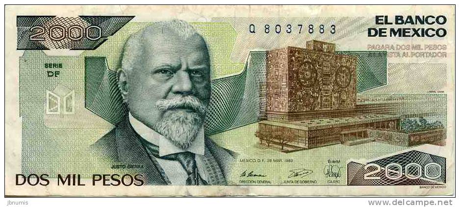 Mexique Mexico 2000 Pesos 28 Mar 1989 P86c - Mexique