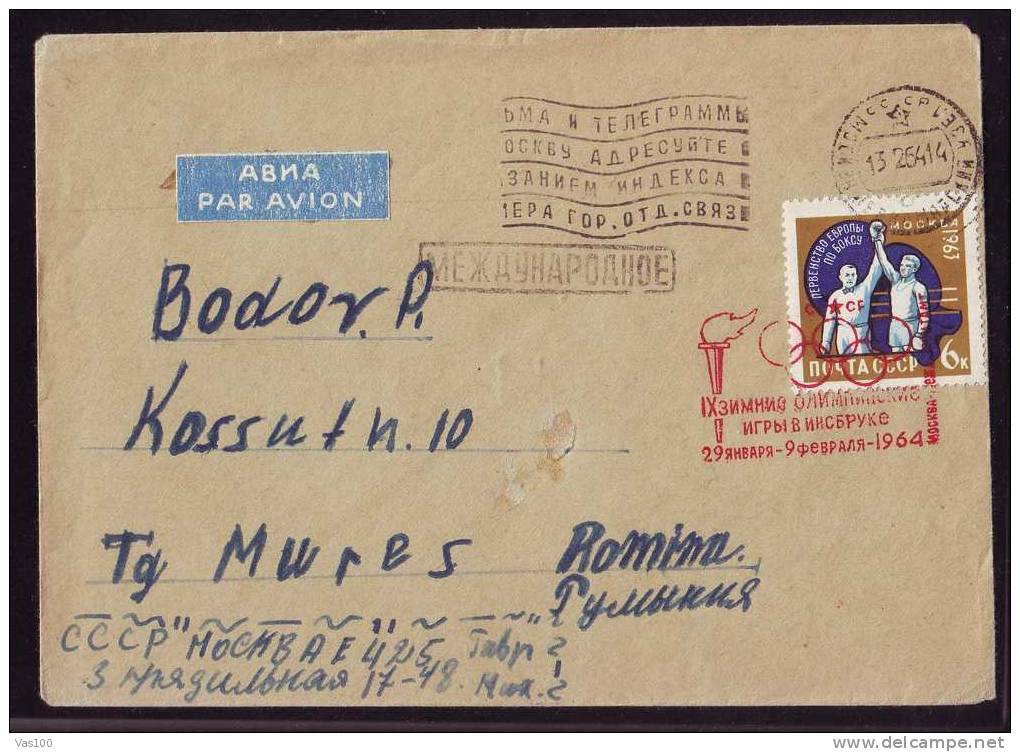 Russia 1964 OLYMPIC GAMES  CAMPIONSHIP Boxing  BOXE,stamp On Cover. - Boxing