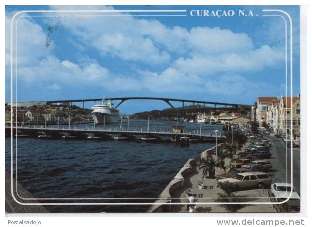 (NE130) CURAÇAO . NETHERLANDS ANTILLES. SINT ANNA BAY WITH QUEEN EMMA PONTOON BRIDGE - Curaçao