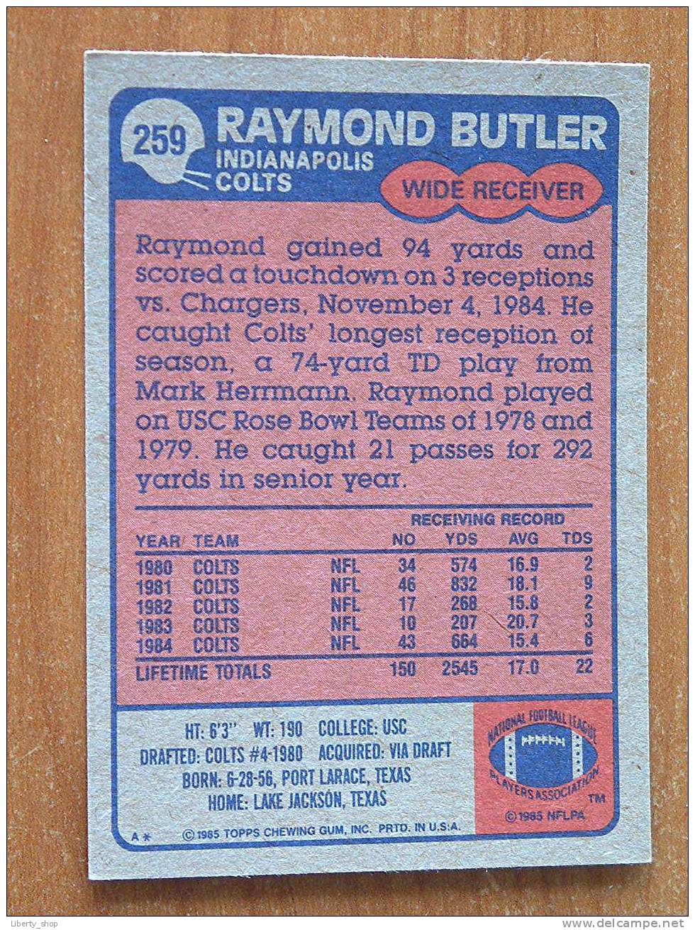 RAYMOND BUTLER / COLTS ( 259 ) ! - 1980-1989