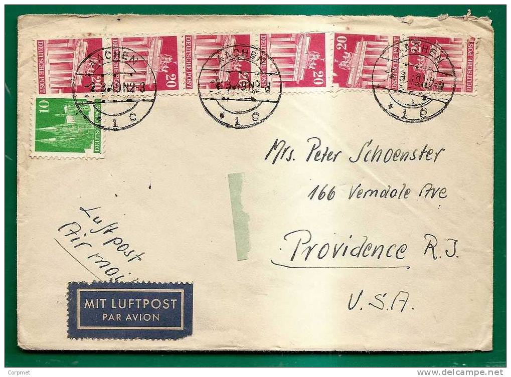 GERMANY - PROFUSE FRANKING (7 Stamps) COVER From AACHEN To PROVIDENCE  - Yvert # 48 - 52 (x6) - Other & Unclassified