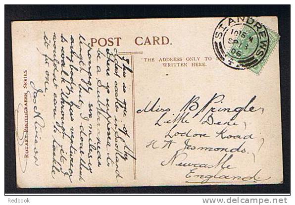 1906 Real Photo Postcard St Andrews Castle Fife Scotland To Jesmond - Ref 368 - Fife