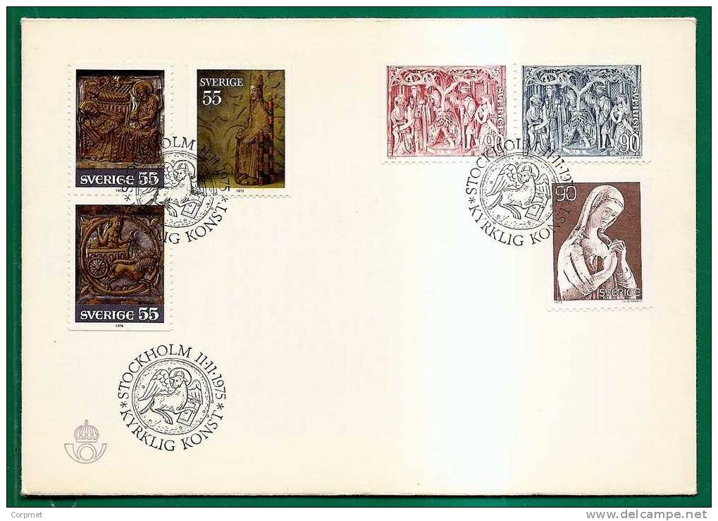 SWEDEN - 1975 RELIGIOUS ART - FIRST DAY COVER - Yvert # 905/910 - FDC