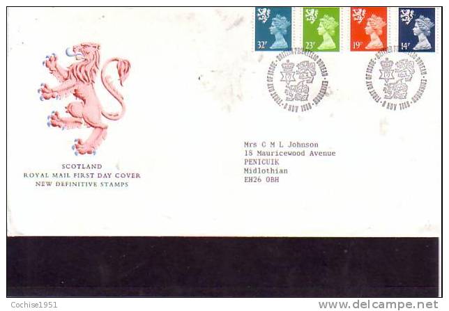 GRANDE BRETAGNE Y & T N° 1346-1349-1352-1355 ( O ) 1988 FDC Scotland - 1981-1990 Em. Décimales