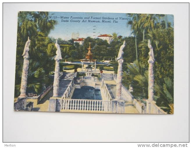 US- FL- Miami - Water Fountain -Vizcaya Dade Country Art Museum  PU 1955  VF  D51299 - Miami