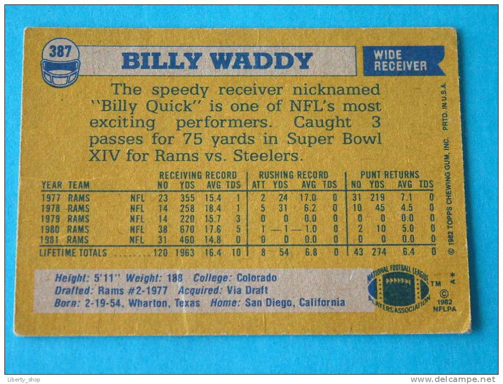 BILLY WADDY / RAMS - WR ( 387 ) ! - 1980-1989