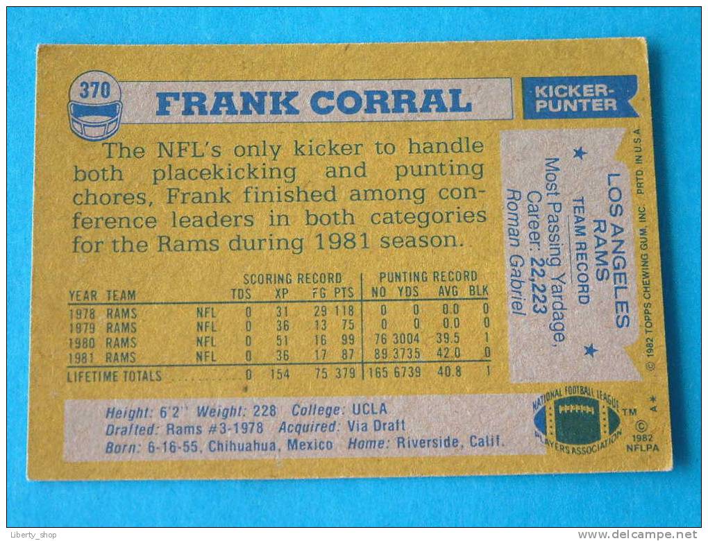 FRANK CORRAL / RAMS - K-P ( 370 ) ! - 1980-1989