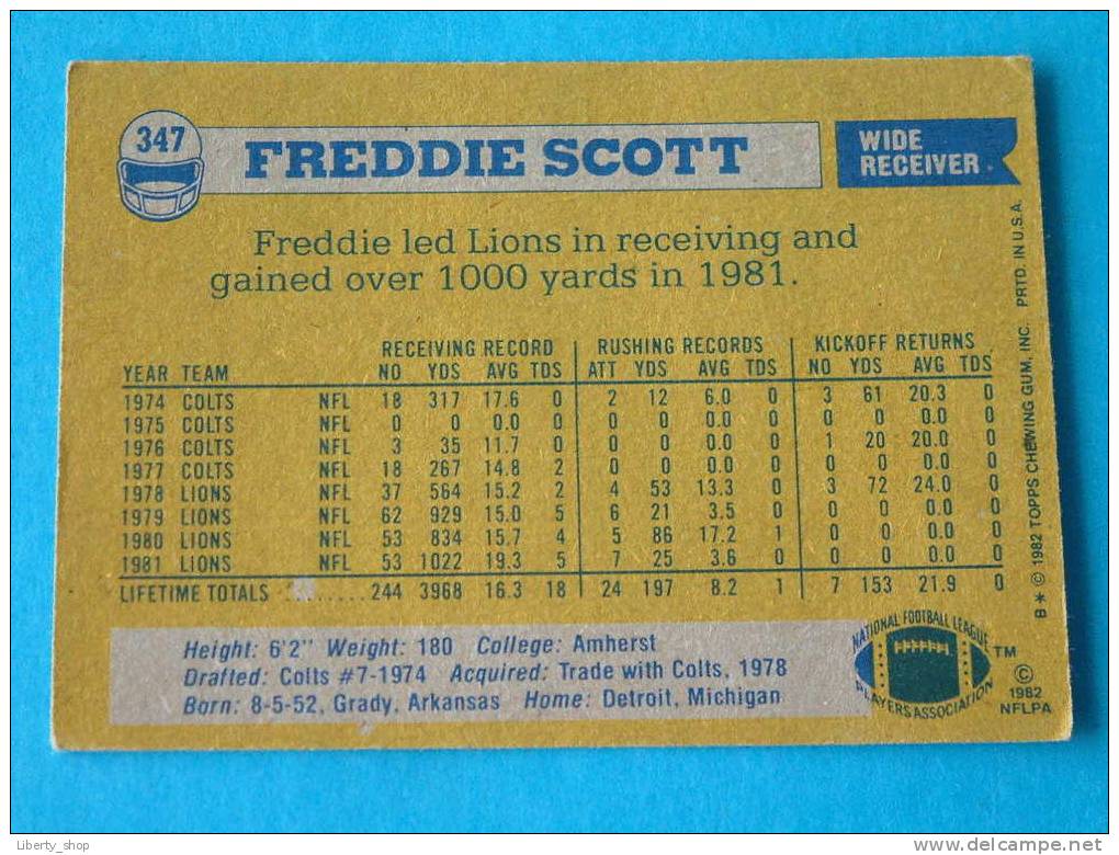 FREDDIE SCOTT / LIONS - WR ( 347 ) ! - 1980-1989