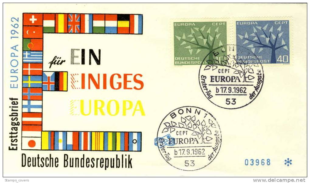 BUND FDC MICHEL 383/84 EUROPA 1962 - 1962