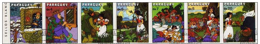 PARAGUAY: 7 Timbres, Personnage De Wald Disney: Blanche Neige Et Les 7 Nains. - Paraguay