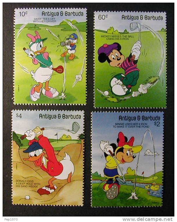 ANTIGUA BARBUDA 1991 - WALT DISNEY DEDICADOS AL GOLF - Yvert Nº 1354-1357 - Golf