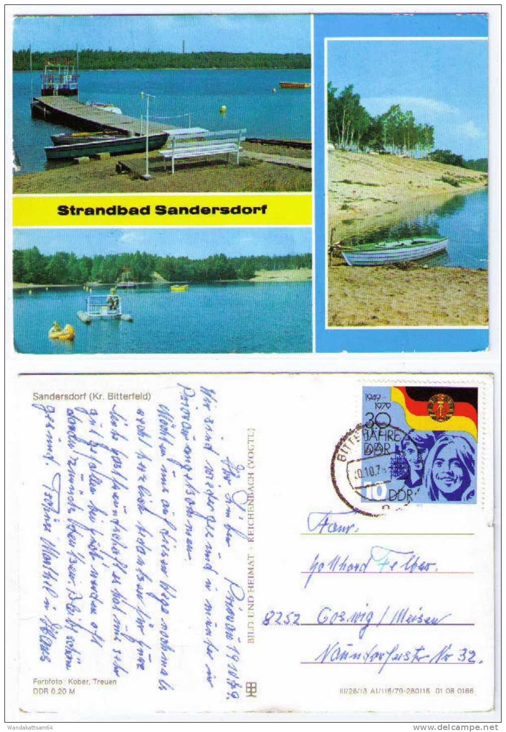 AK Strandbad Sandersdorf (Kreis Bitterfeld) 20.10.79 BITTERFELD Nach 8252 Goswig / Meisen - Bitterfeld