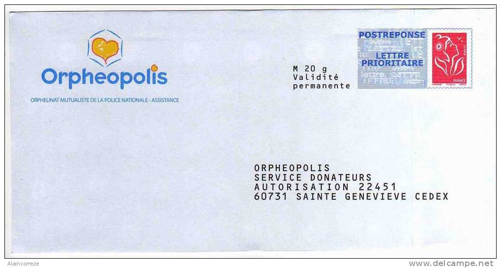 Entier Postal PAP Réponse Oise Ste Geneviéve Orphéopolis Autorisation 22451 N° Au Dos : 08P157 - PAP: Antwort/Beaujard