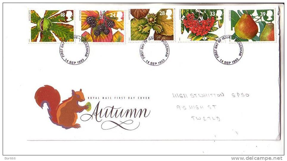 GREAT BRITAIN FDC 1993 - Autumn - 1991-2000 Em. Décimales