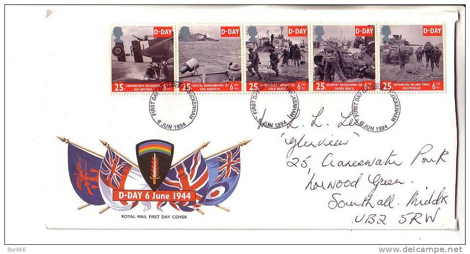 GREAT BRITAIN FDC 1994 - D-DAY - 1991-2000 Em. Décimales