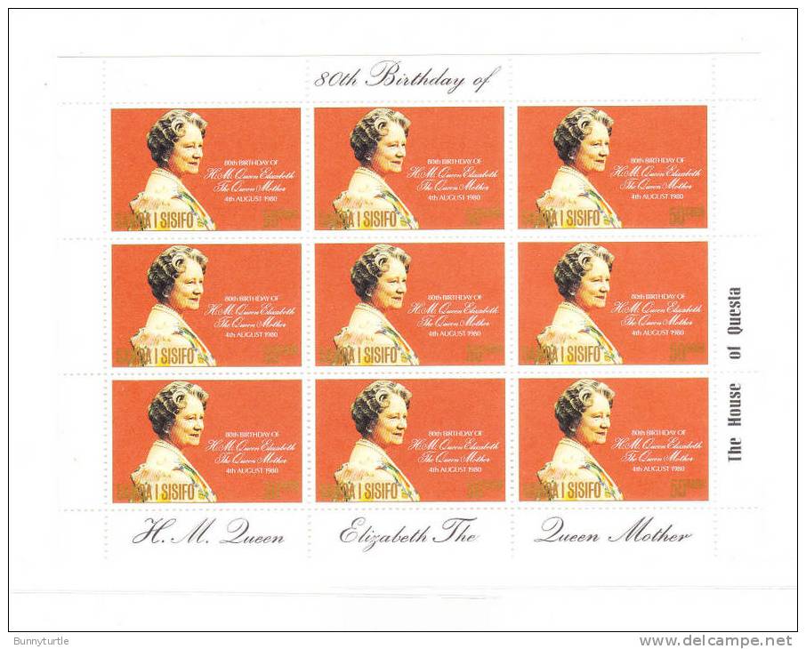Samoa 1980 Queen Mother Birthday Sheet MNH - Samoa