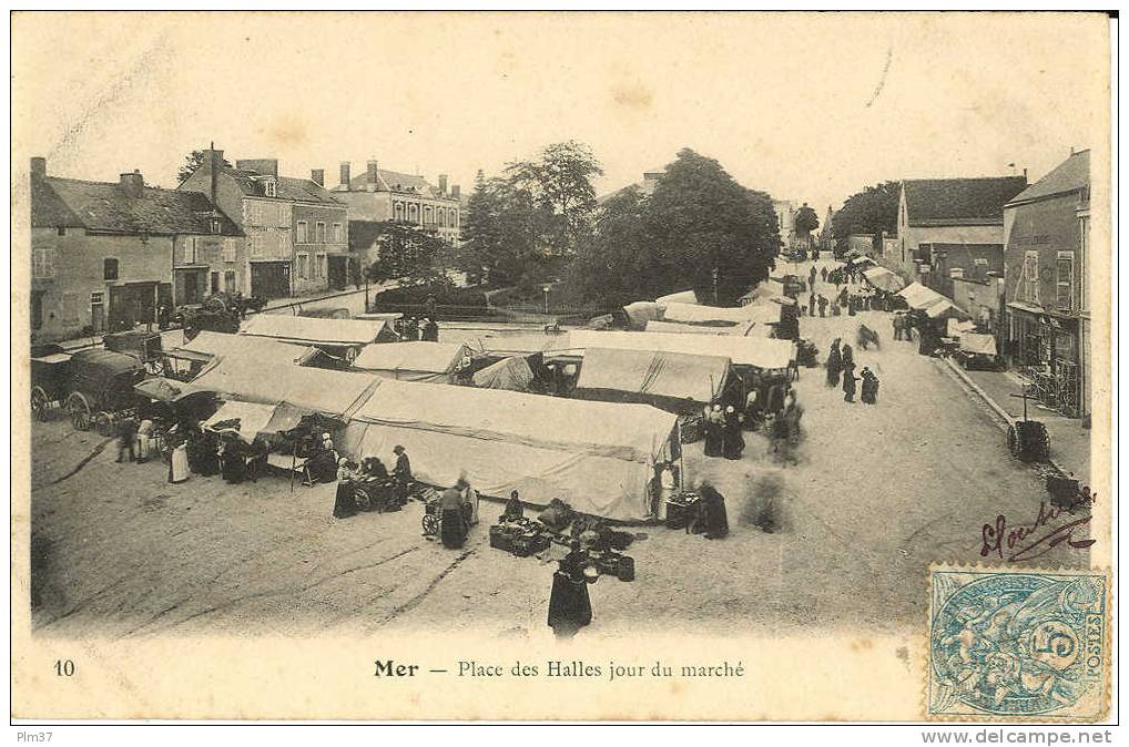 MER -  Place Des Halles Jour Du Marché - Voy. 1904 - Mer