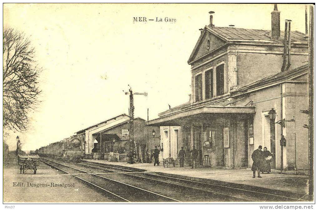 MER - La Gare, Intérieure Avec Arrivée Du Train - Circulé 1919 - Mer