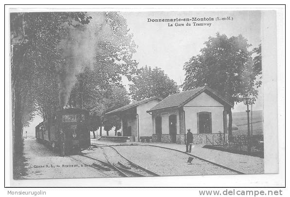 77 )) DONNEMARIE EN MONTOIS, La Gare Du Tramway, Cliché Simonet, ANIMEE - Donnemarie Dontilly