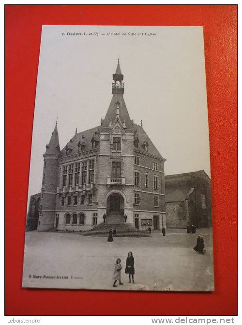 CPA -(35-ILLE ET VILAINE)-REDON-L'HOTEL DE VILLE ET L'EGLISE-ANIMEE-ENFANTS-CARTE EN BON ETAT - Redon