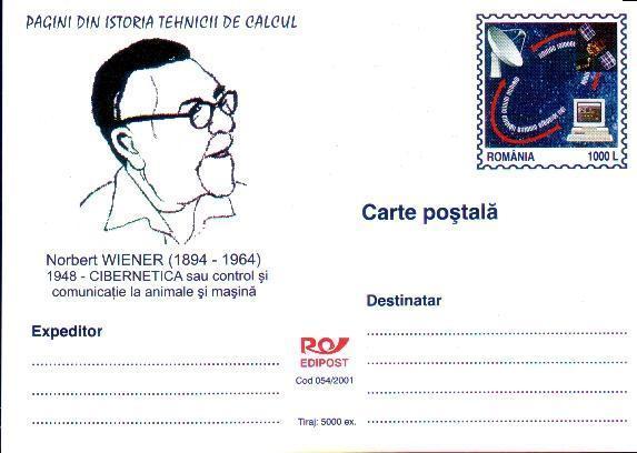 Romania Enteire Postal With Computers  Norbert Wiener. - Computers