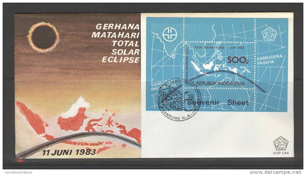 INDONESIË 1983 ZBL FDC SHP 144-2 SOLAR ECLIPSE - Indonésie