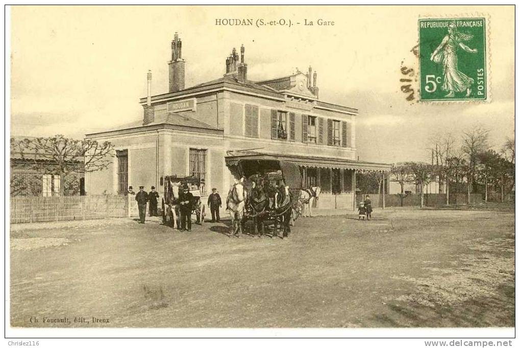 78 HOUDAN La Gare  Superbe  1913 - Houdan