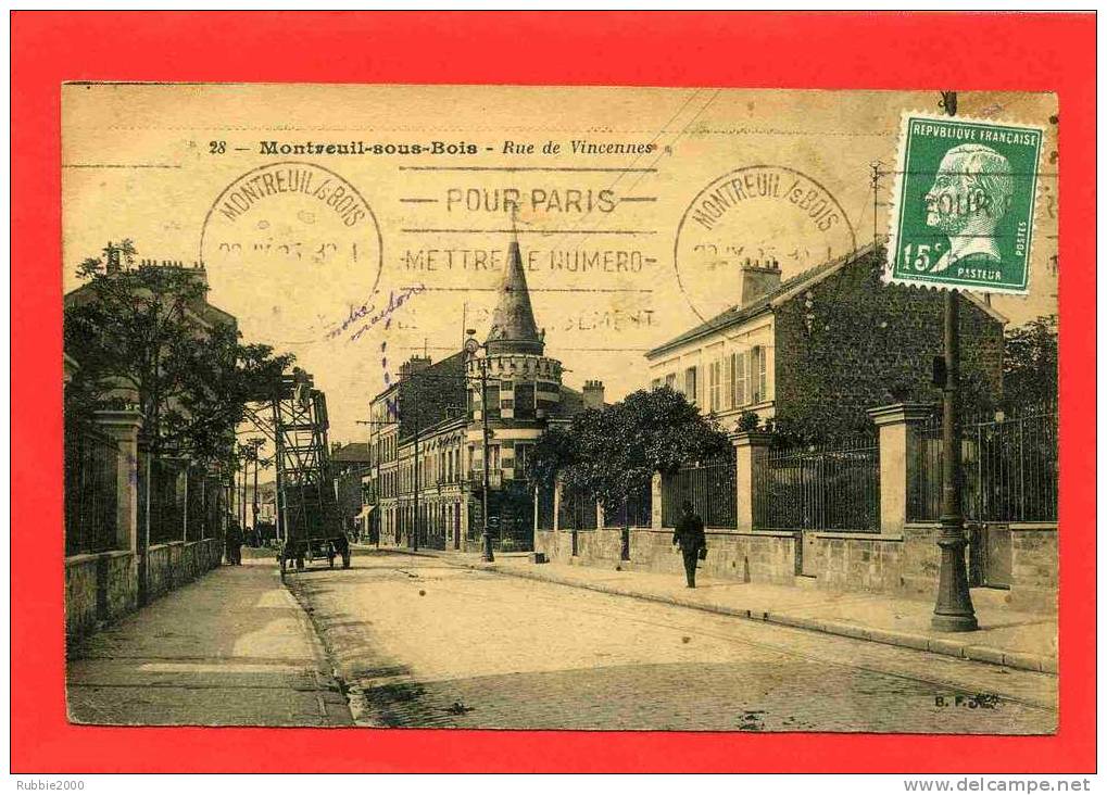 MONTREUIL 1925 RUE DE VINCENNES CARTE EN BON ETAT - Montreuil