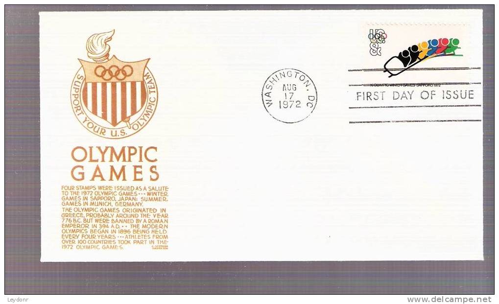 FDC United States - 1972 Olympics Munich - Bobsledding - Scott # 1461 - 1971-1980