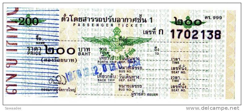 TICKET DE TRANSPORT - AUTOBUS - THAILANDE - Mondo