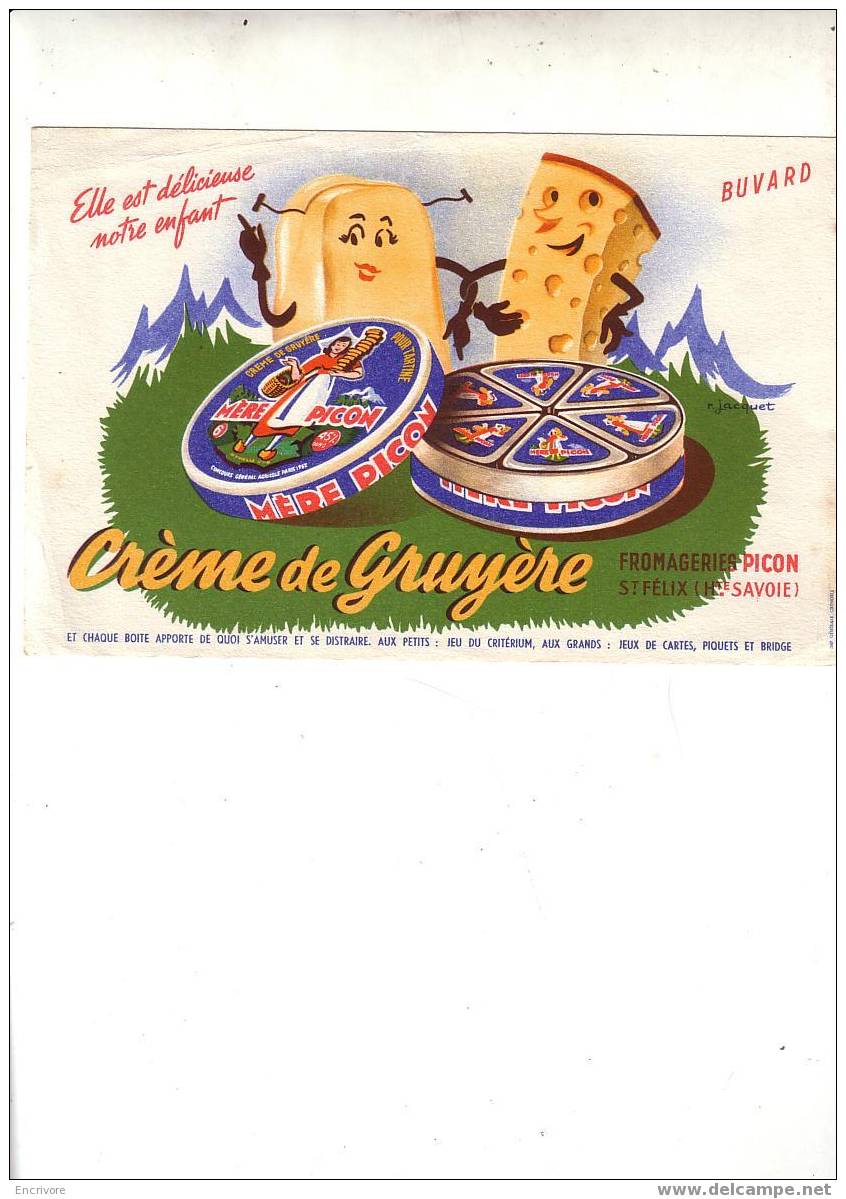 Buvard Creme De Gruyere FROMAGERIE PICON St Felix Haute Savoie - Lattiero-caseario