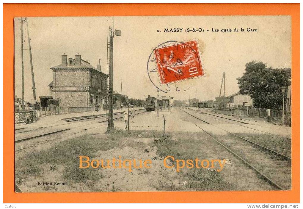 91 - MASSY - La Gare De Massy Verrieres - Train - Locomotive à Vapeur - Les Quais - Massy