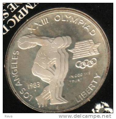 USA UNITED STATES 1 DOLLAR OLYMPIC IN LA  FRONT EAGLE EMBLEM BACK 1983 PROOF SILVER KM209 READ DESCRIPTION CAREFULLY !!! - Commemoratives