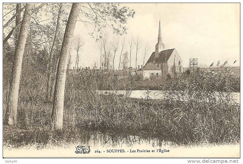 264 - SOUPPES - LES PRAIRIES ET L'EGLISE - Souppes Sur Loing