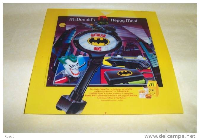 MAC DONALD / BATMAN BIKE  / GRAND MODELE   / TRANSLITE DE MAGASIN / 55CMX55CM / PARFAIT ETAT - McDonald's