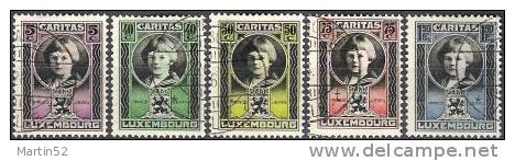 Caritas 1926: Prince Jean, No.177-181 O (Michel 2006 = 32 Euro) - Used Stamps