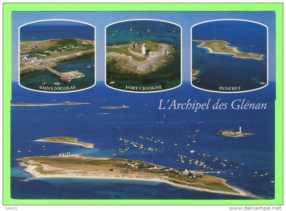 L´ARCHIPEL DES GLÉNAN (29) - VUE GÉNÉRALE - 3 MULTI VUES - CIRCULÉE EN 1999 - ÉDITIONS JACK - - Fouesnant