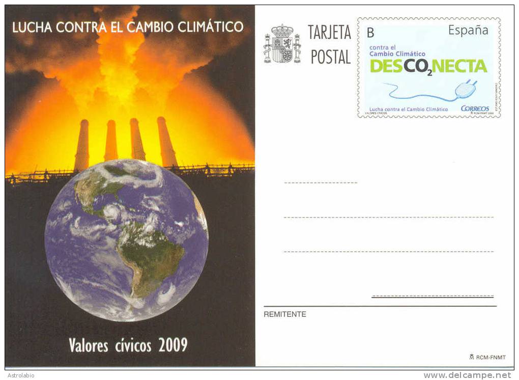 Espagne  2009 " Lucha Contra El Cambo Climático " Entiers Postaux (2) , Nouveauté - Climate & Meteorology