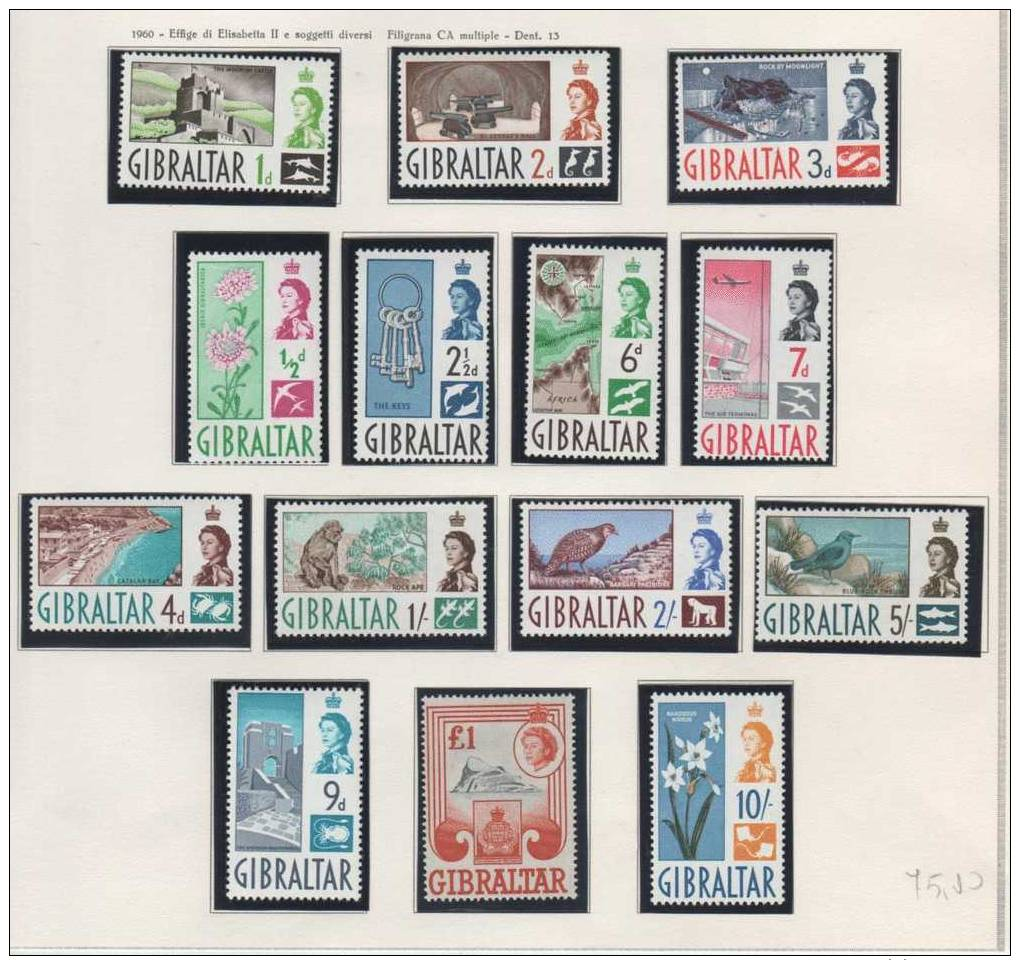 GIBRALTA...MNH...COMPLETE       ISSUES...1960...Scott Cat  # 147-160 - Gibraltar