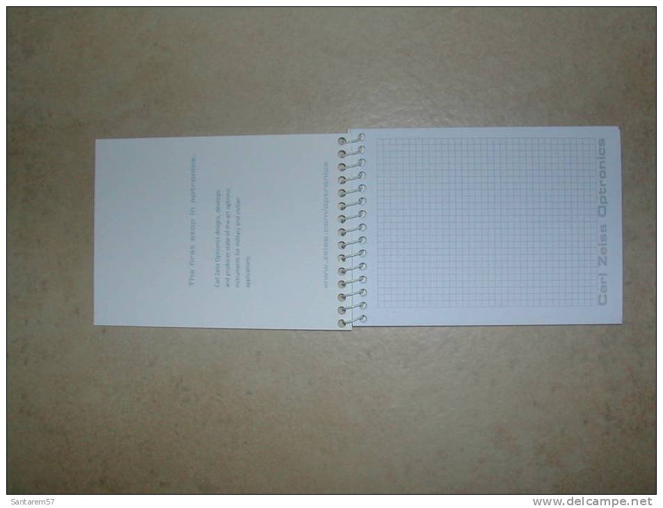 Bloc Notes Publicitaire Advertising Notepad Carl Zeiss ALLEMAGNE GERMANY - Autres & Non Classés