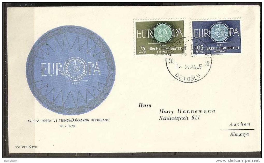 TURKEY 1960: CEPT FDC Michel 1774-5 Cat.Value (2020)80Euros($95) - Briefe U. Dokumente