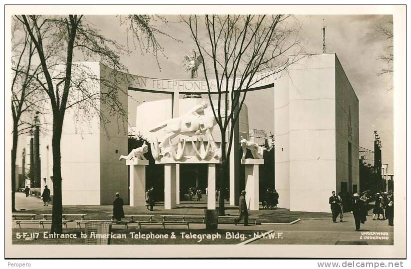 NEW YORK WORLD´S FAIR 1939 AMERICAN TELEPHONE & TELEGRAPH BLDG, REAL PHOTO OLD POSTCARD - Exhibitions